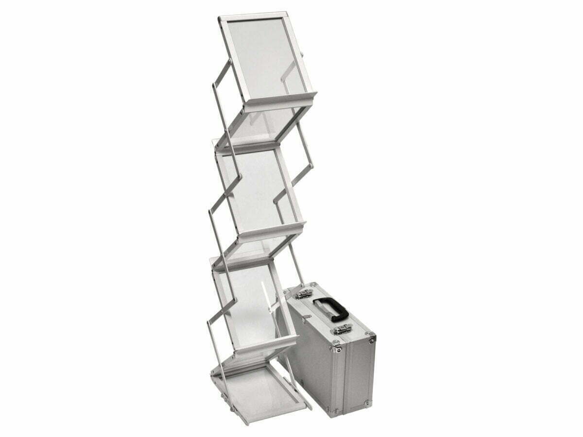 Leaflet rack A5 white isyRACK 1.1 with case